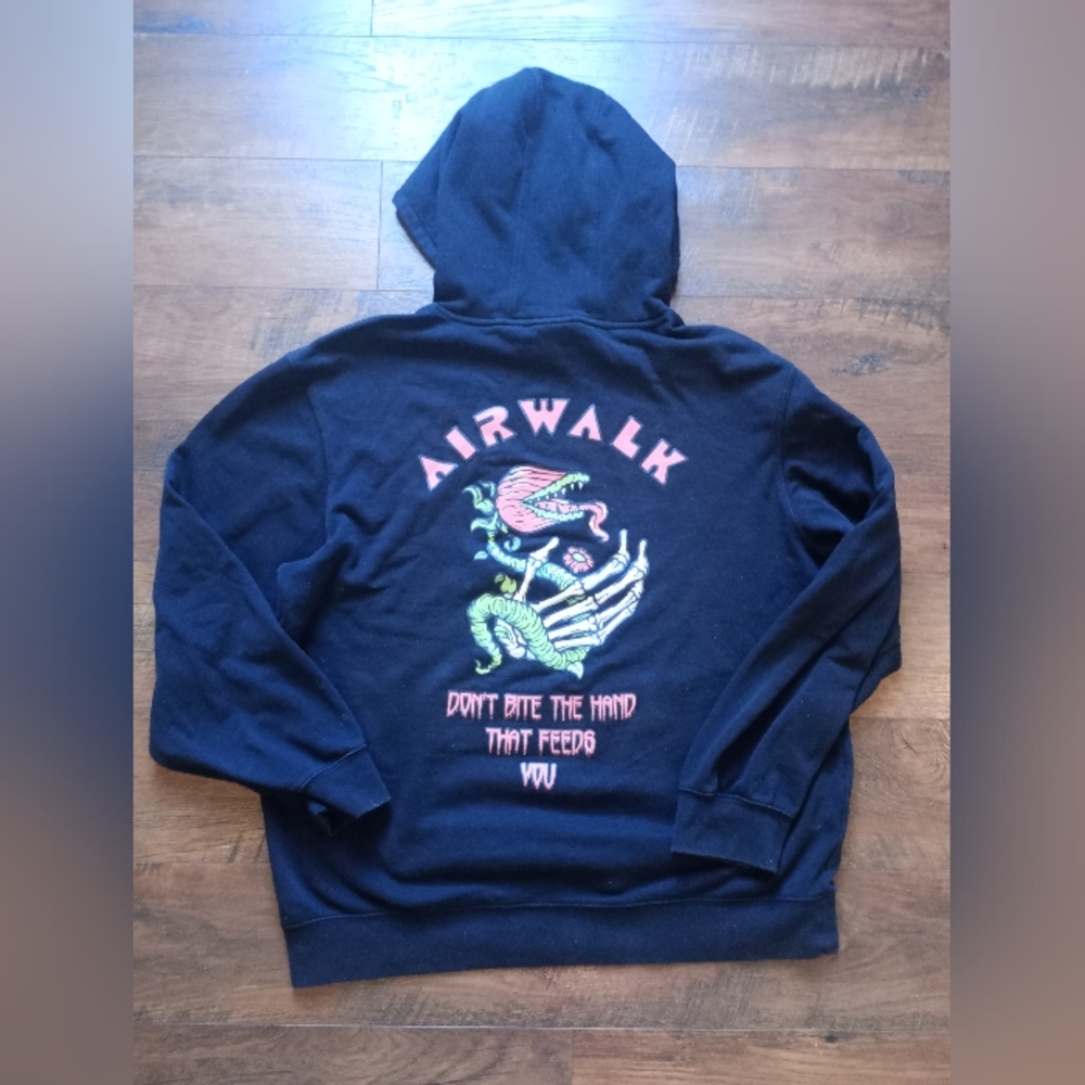 Airwalk Black Hoodie Don't Bite The hand That Feeds You size 2XL